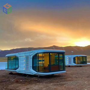 smart windproof hotel building Luxury beach villa manufacture mobile prefab space capsule house for sale