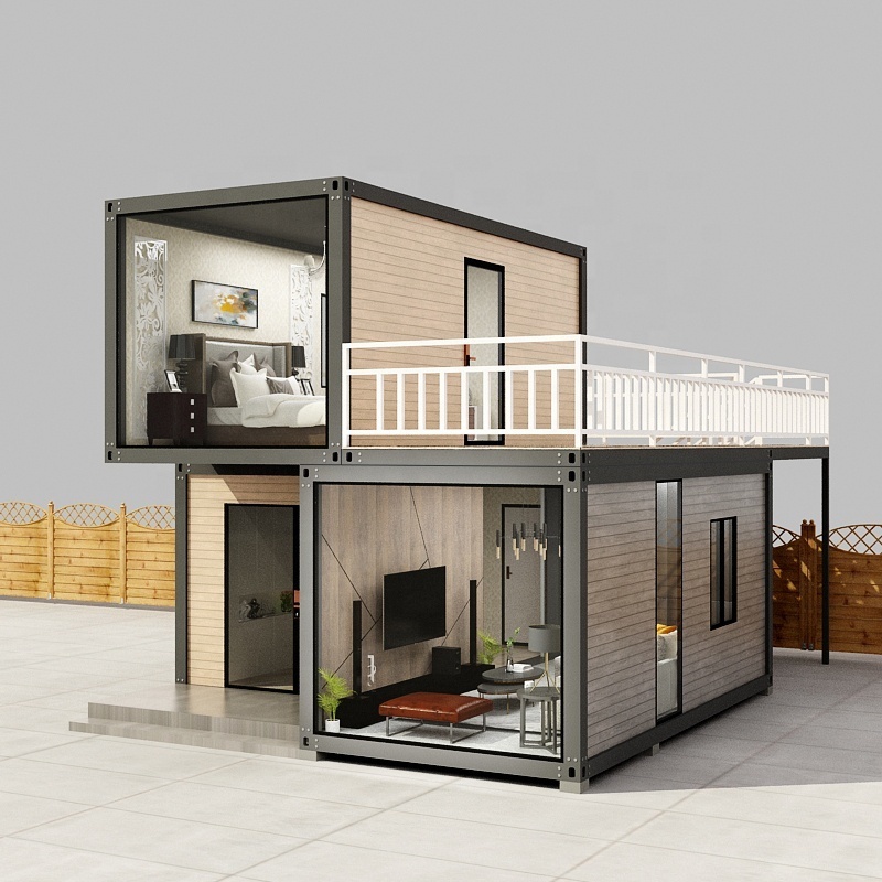 Luxury Villa Flat Pack Shipping Container Two Bedroom 40ft Luxury Prefab Container House