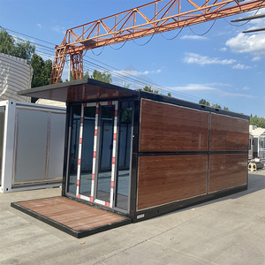 Customized Fast build prefab house 20ft modular folding container house with balcony and awning