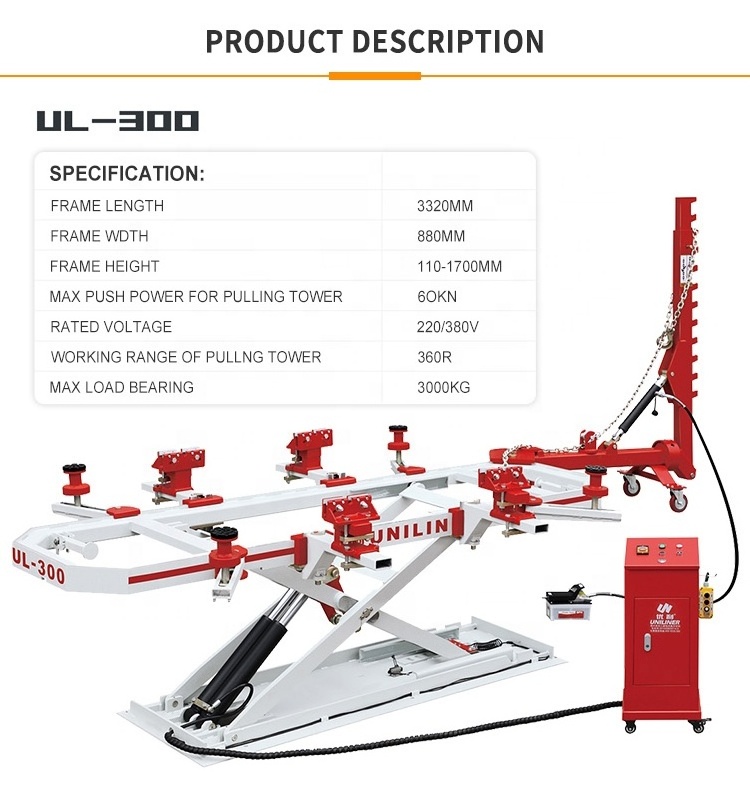 Uniliner mini car body used repair bench UL-300  chassis pulling frame machine for car shop sale, acsideent repeyar bench