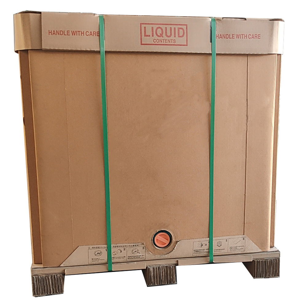 Recycled 1 ton water storage packing box bulk containers paper ibc tank with liner for liquid