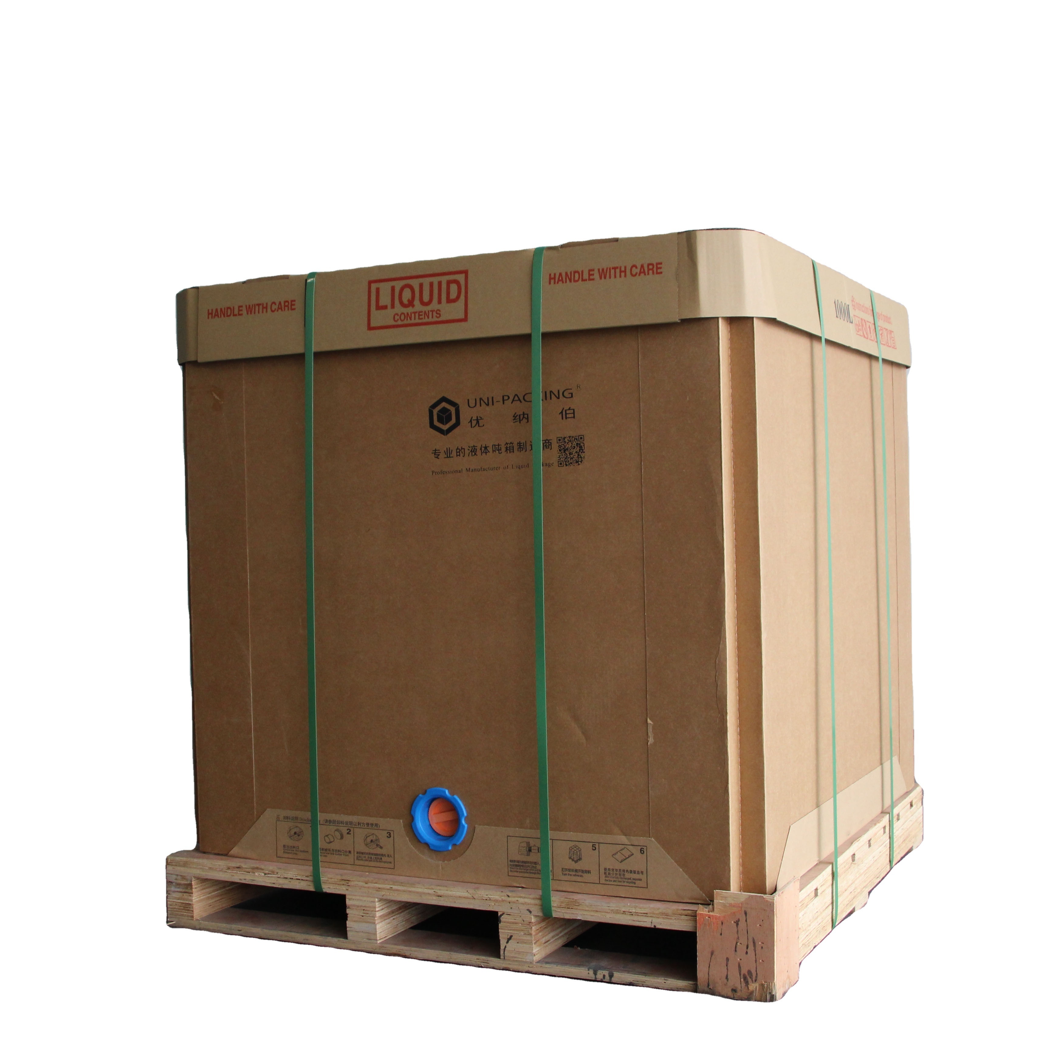 Cubic 1000l IBC Tank Liquid Package Paper tote Container with line bag coconut oil and orange juice