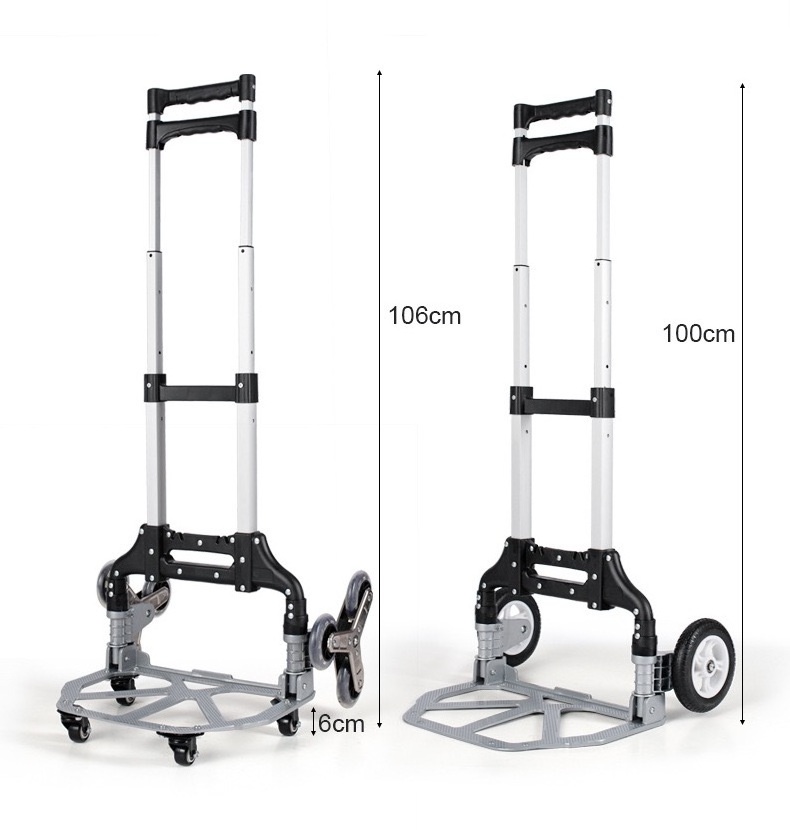 Uni-Silent Portable Aluminum Folding Climbing Cart Hand Truck 6 Wheel Climbing Stairs Foldable Hand Trolley Push Cart FHT80-6S