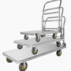 Uni-Silent 304 Stainless Steel Industrial Platform Trolley Cart Folding Serving Hand Cart Truck ST500D-DX(304)