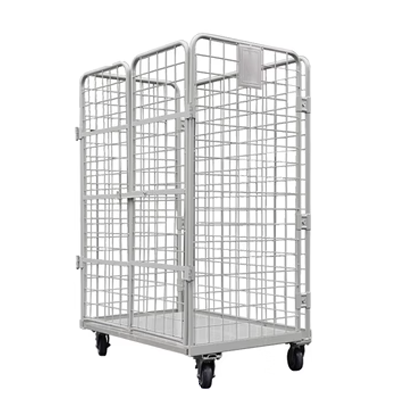 Uni-Silent 500kgs Nesting Cage Trolleys Nestable Roll container Wire Shelving Mobile Security Cart RC11817-C