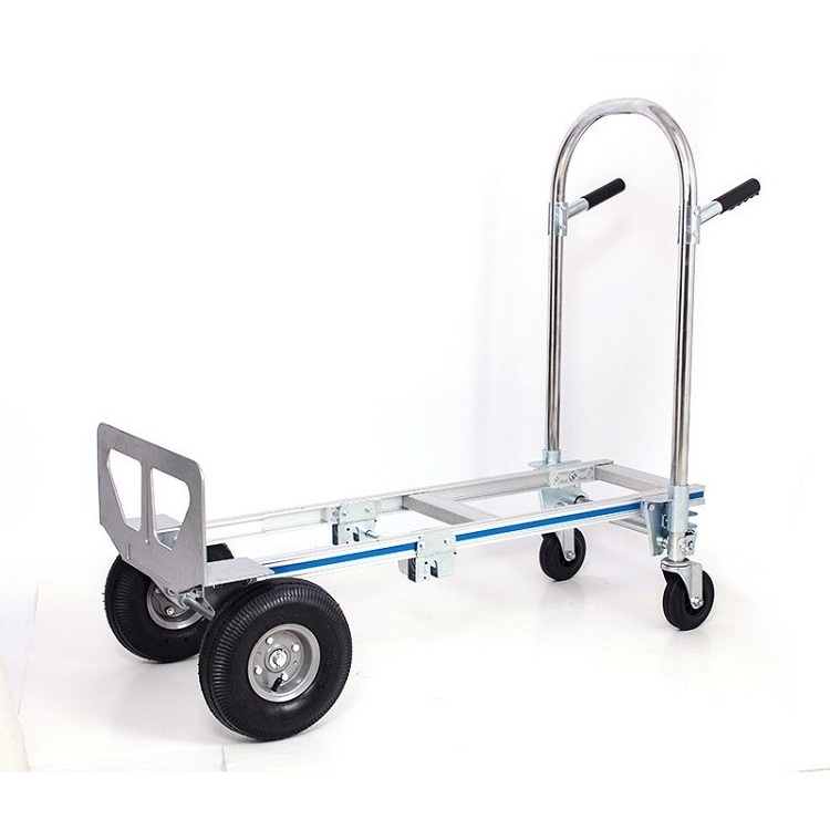 Uni-Silent Heavy Duty Industrial Hand Push Cart 250kg 2 in 1 Folding Platform Hand Truck Foldable Trolley Cart FHT250A