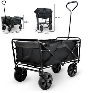 Uni-Silent Foldable Beach Trolley Utility Camping Metal Garden Stroller Hand Cart Portable Folding Outdoor Wagon Trolley FW80