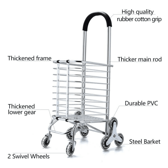 Uni-Silent Portable Grocery Climbing Aluminium Supermarket Shopping Foldable Trolley Carry Folding Hand Trolley Cart FST50-6S