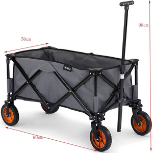 Uni-Silent Foldable Beach Trolley Utility Camping Stroller Hand Cart Portable Folding Beach Garden Wagon FW80