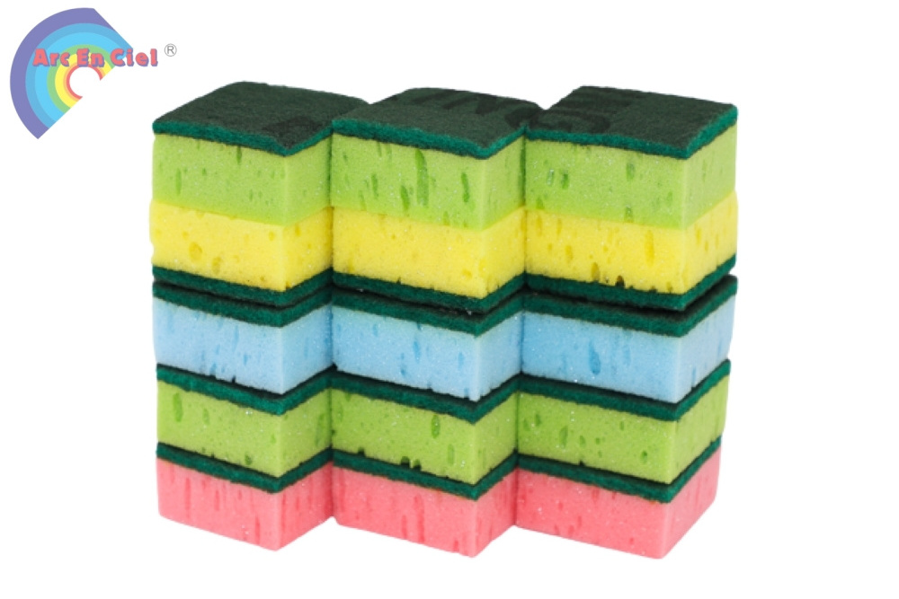 Factory Supply Manufacturing 1105/5pcs Scouring Pad W/sponge Highly Absorbent And Cost Saving For Dish Wash