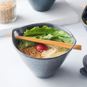 UNICASA OME Porcelain Noodle Bowl for Udon Pho Salad Soup Ceramic Ramen Bowl Set with Chopsticks