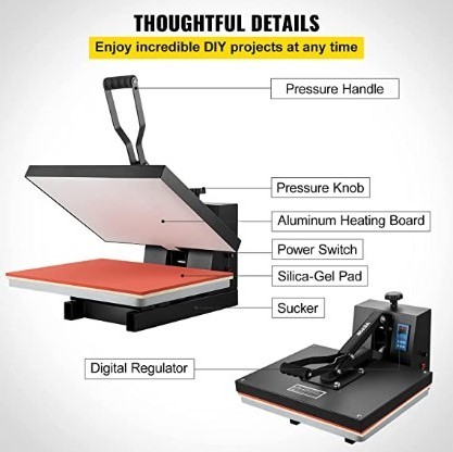 16x20inches Heat Press 1700W Power Heat Press Machine Fast Heating High Pressure for DTF Sublimation Vinyl