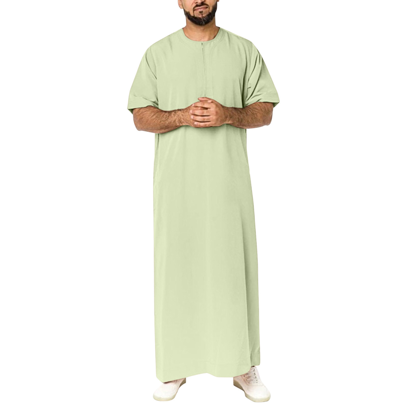 Hot Selling Jubba Muslim Men Clothing Thobe Caftan Short Sleeves Saudi Arab Daffah Dubai Thobe For Men