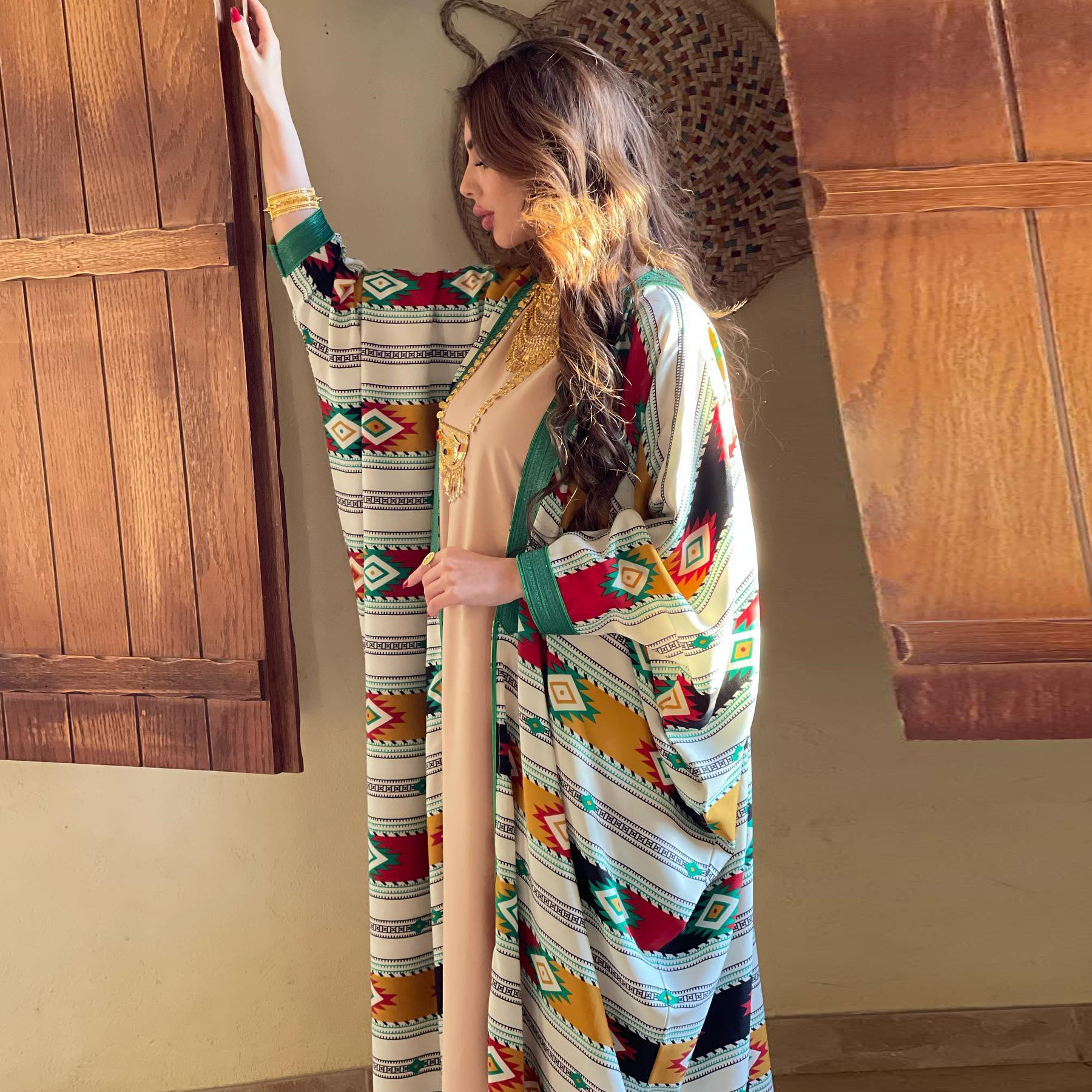 2024 Latest Design 2 Pieces Dubai Islamic Caftan Marocain Arabic Dress Turkish Abaya Muslin Dresses Women