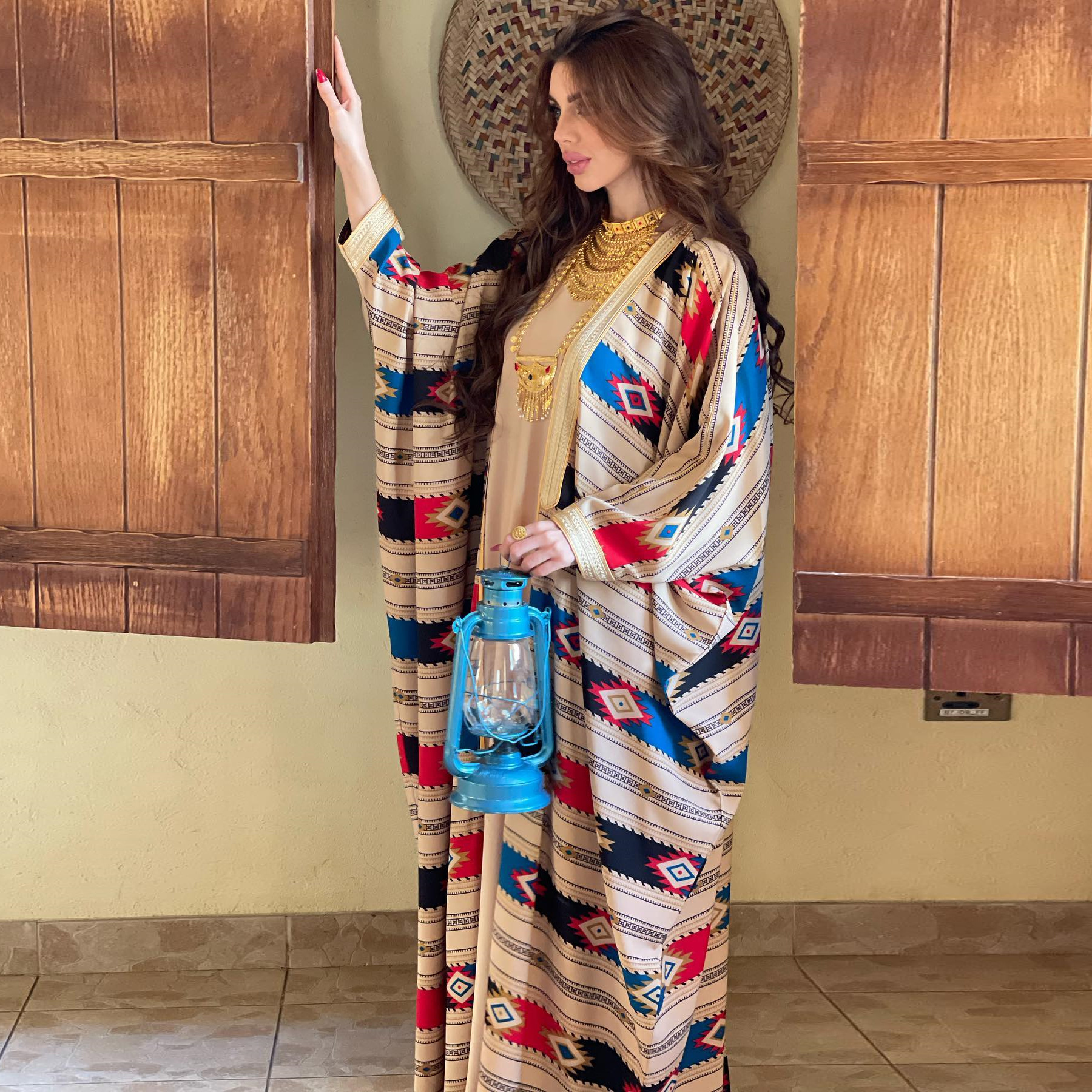 2024 Latest Design 2 Pieces Dubai Islamic Caftan Marocain Arabic Dress Turkish Abaya Muslin Dresses Women