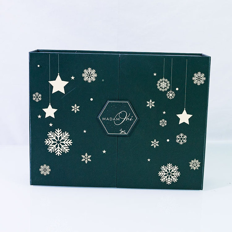 Unicolour christmas gift paper box 12 day advent calendar packaging