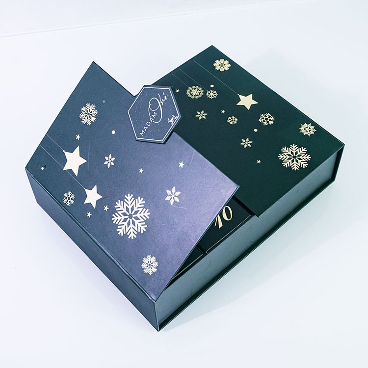 Unicolour christmas gift paper box 12 day advent calendar packaging