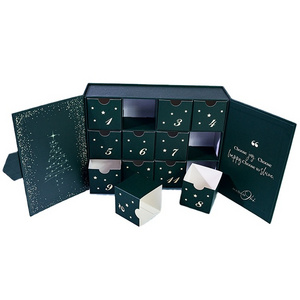 Unicolour christmas gift paper box 12 day advent calendar packaging