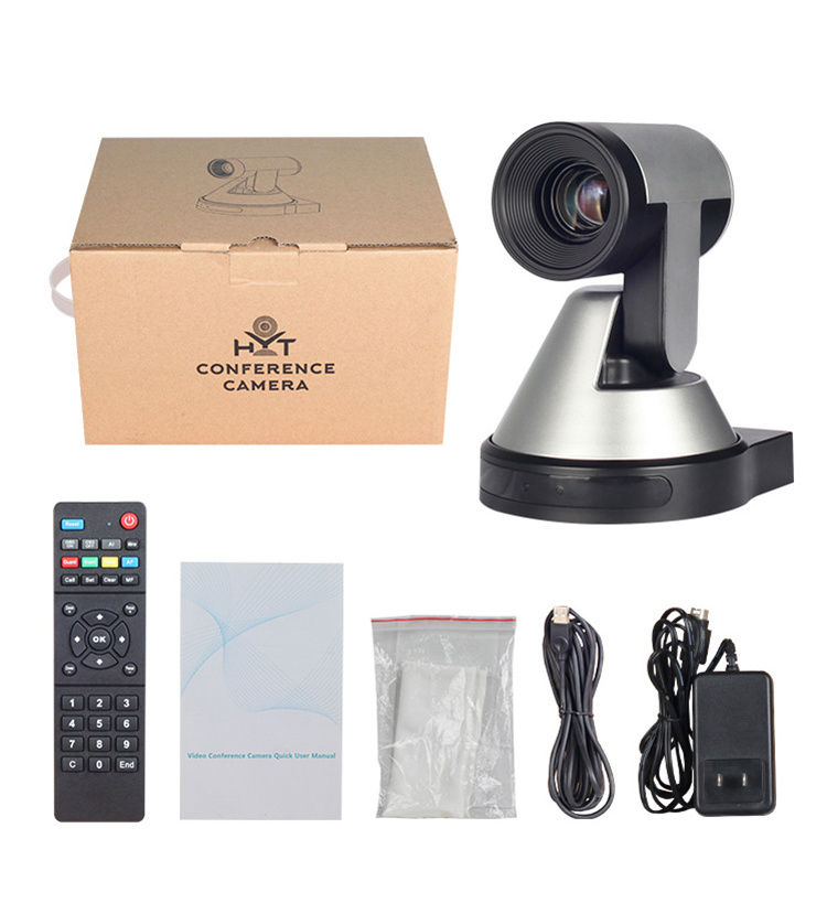 360 Degree PTZ Rotation Noise Reduction 10X Zoom 4MP HD Video Conference Camera System with Microphones and Speakers