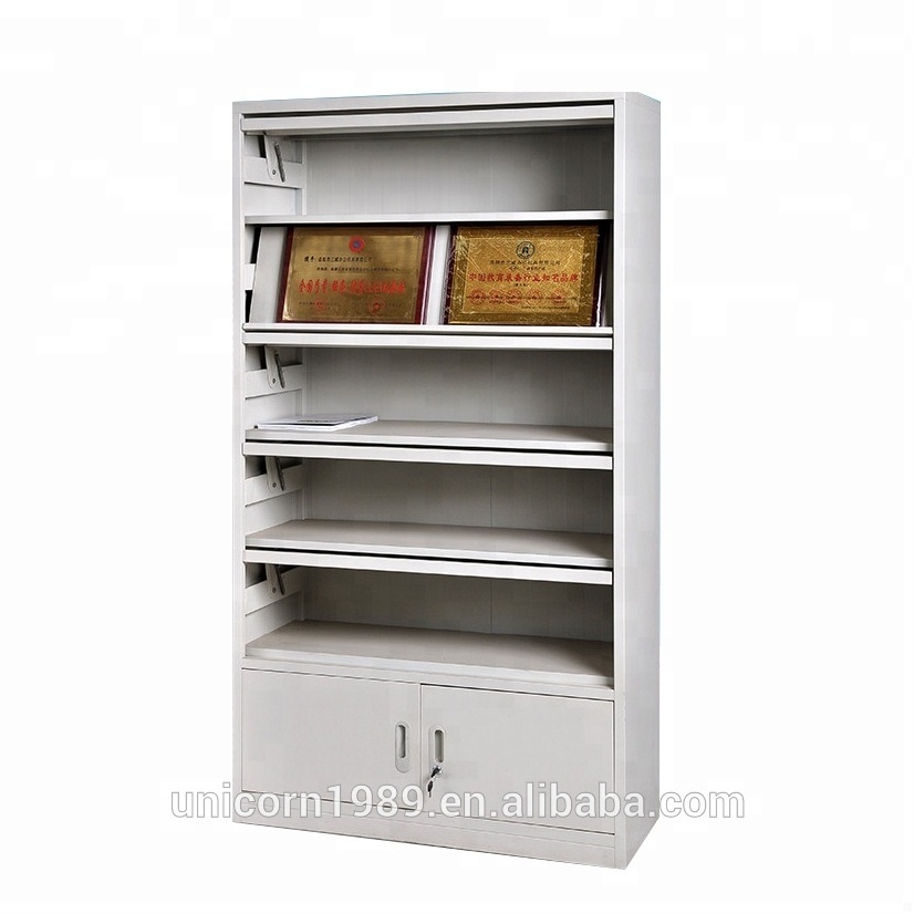 Steel school furniture used metal library bookcase single shelf shelving with storage drawers