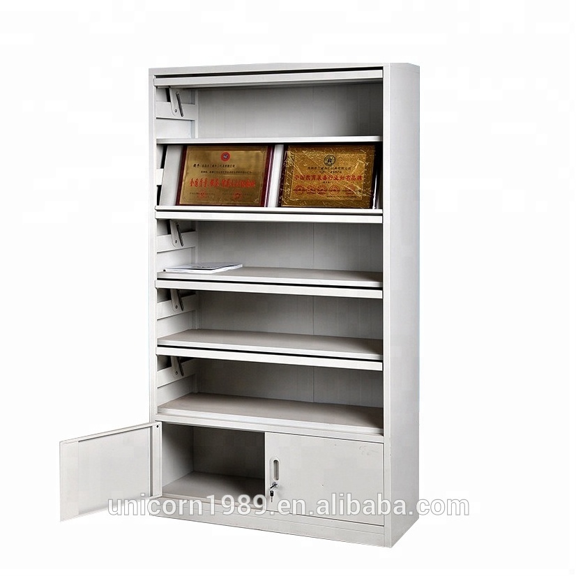 Steel school furniture used metal library bookcase single shelf shelving with storage drawers