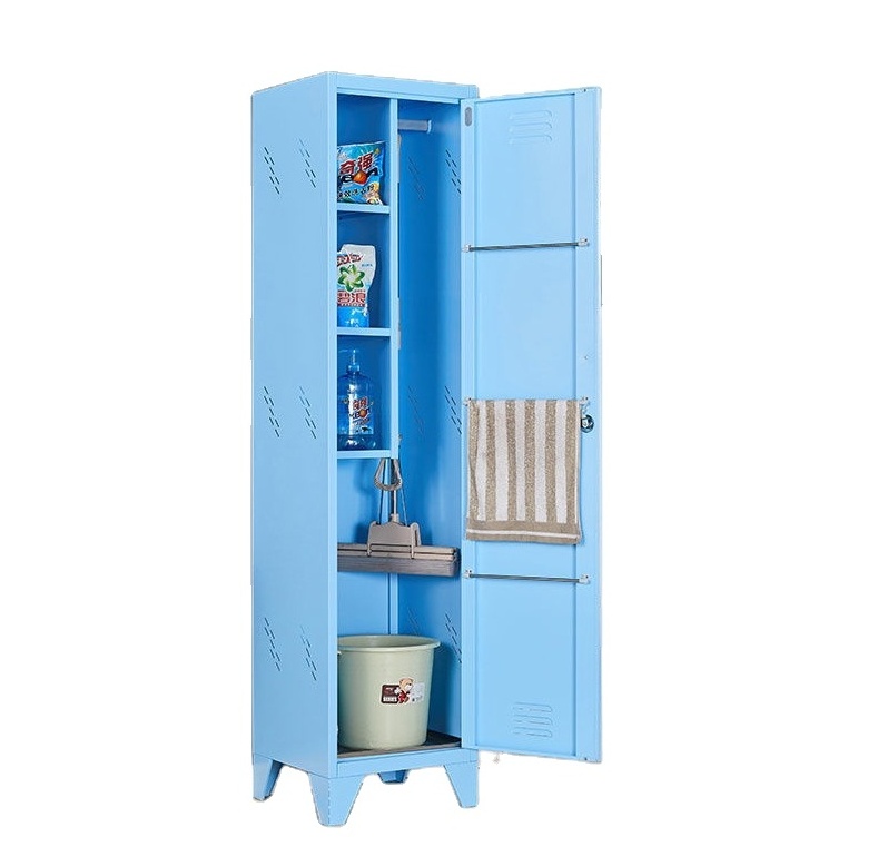 Stainless steel cleaning cabinet single and double doors broom mop sanitary tool storage cabinet with lock steel