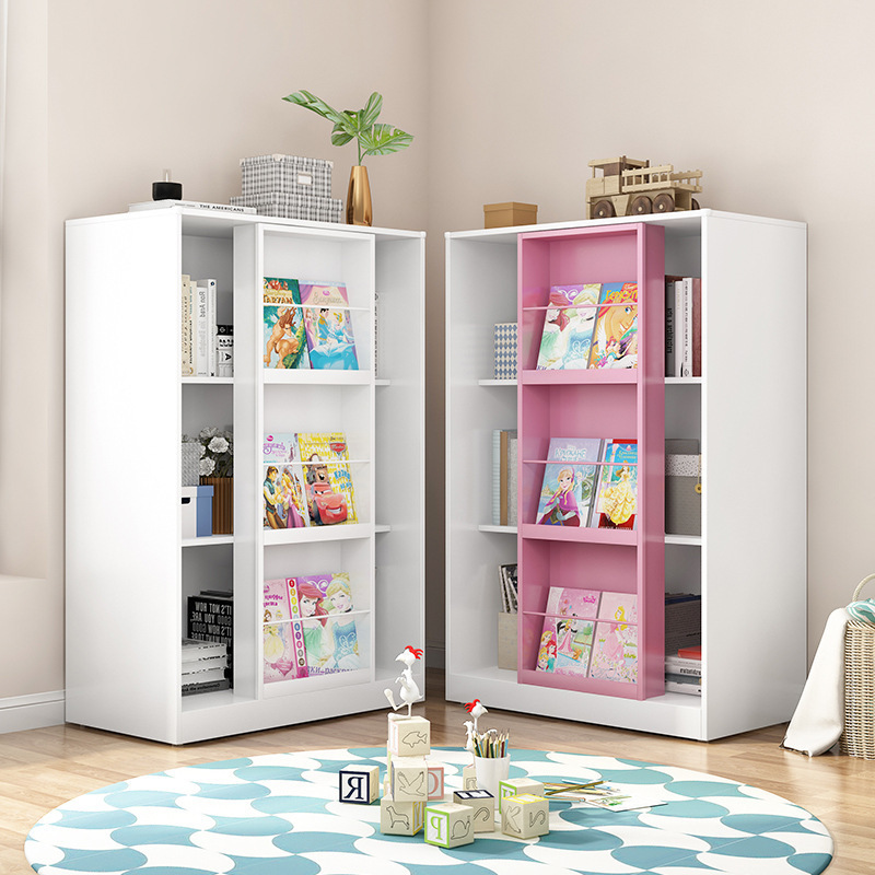 Children's short bookcase home steel book storage cabinet children's iron toy locker