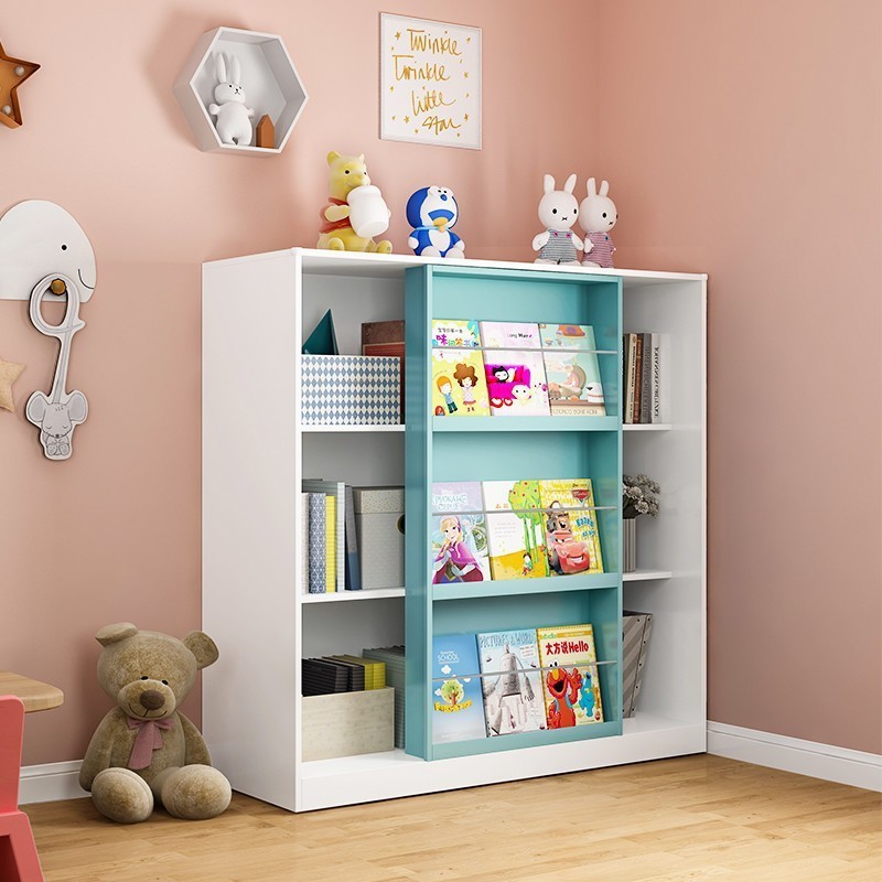 Children's short bookcase home steel book storage cabinet children's iron toy locker