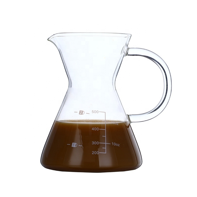 17OZ/500ml Coffee Maker Pour Over Glass Carafe / Drip Pour-Over Coffee Pot with Metal Cone Dripper