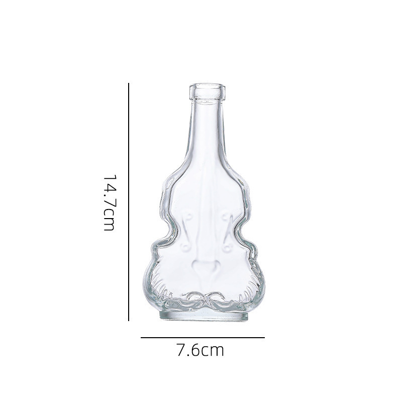 Wholesale violin shaped transparent whisky grape juice glass bottle brandy medicinal Baijiu empty bottle glass