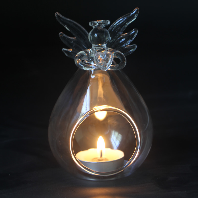 Wholesale Angel Shape Terrarium Glass Hanging Votive Candle Holders Wedding Decorations Gift Glass Candle Holder Jar