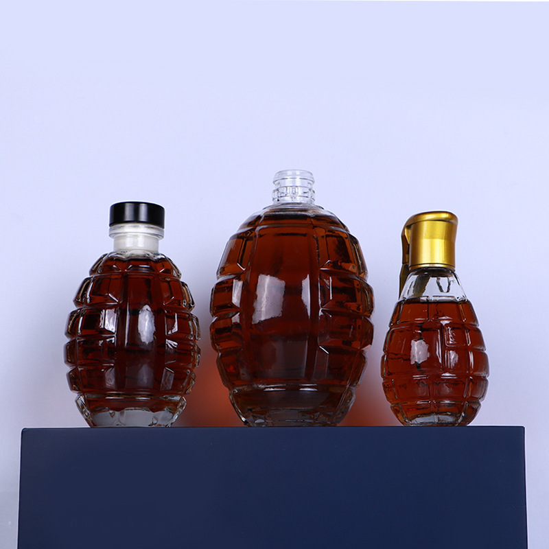 wholesale 250ml Packaging Unique Grenades Shaped Fruit Juice Glass wine Bottle