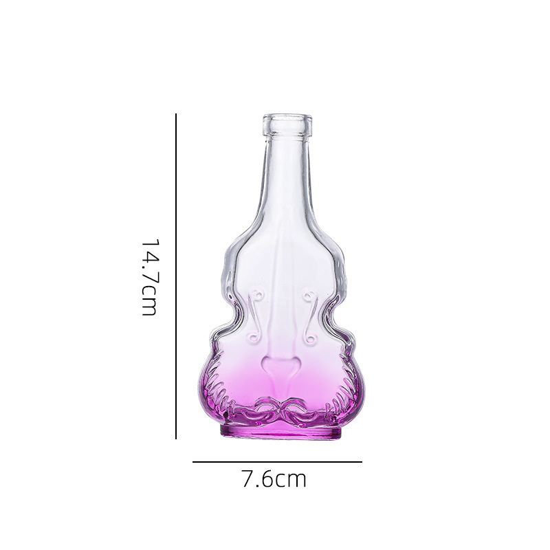 Wholesale violin shaped transparent whisky grape juice glass bottle brandy medicinal Baijiu empty bottle glass