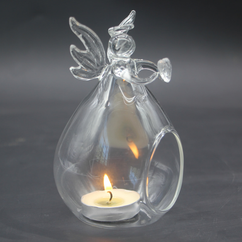 Wholesale Angel Shape Terrarium Glass Hanging Votive Candle Holders Wedding Decorations Gift Glass Candle Holder Jar