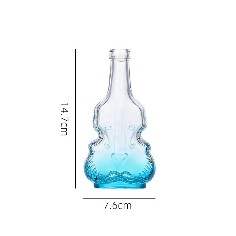 Wholesale violin shaped transparent whisky grape juice glass bottle brandy medicinal Baijiu empty bottle glass