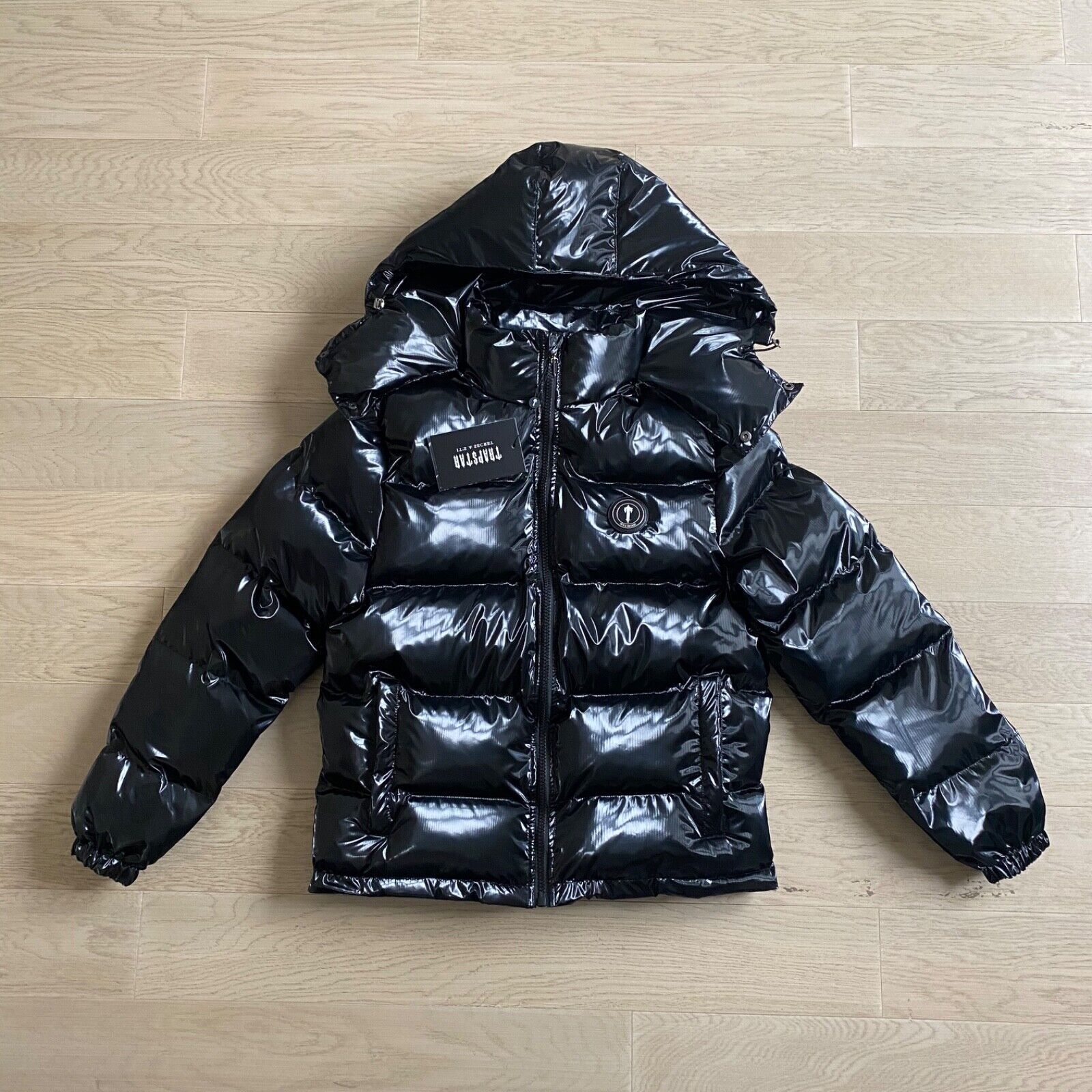 Trapstar Puffer Irongate Jacket Detachable Hood Color Shiny Black High Quality Best Premium Puffer Quality Bubble Jacket