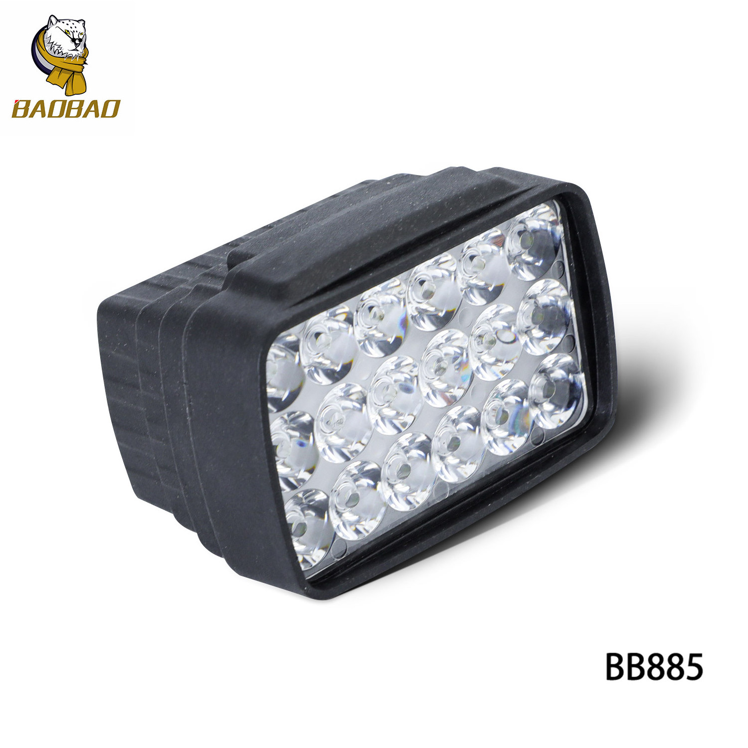 BB885 15LED Spotlight 12V Universal Motorcycle Lights Spotlight Fog Lamp Modified LED Headlight Rectangular Light Mirror La