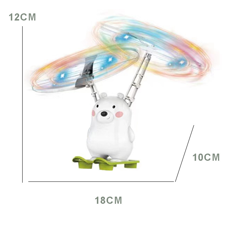 Kids bubble aerobat summer outdoor blower maker machine hand control induction helicopter flying bear plane light up bubble toy