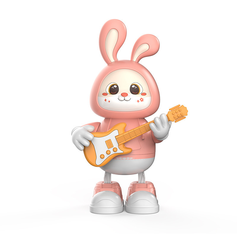 Hot Sell Children's Gifts Electronic Guitarist Rabbit Music Dance Lights Interactives Educational Toys