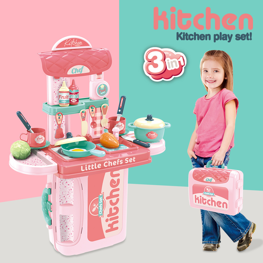 New Plastic Large Musical Pretend Play & Preschool Cooking Game Set Kitchen Toys For Girls In Case Bag