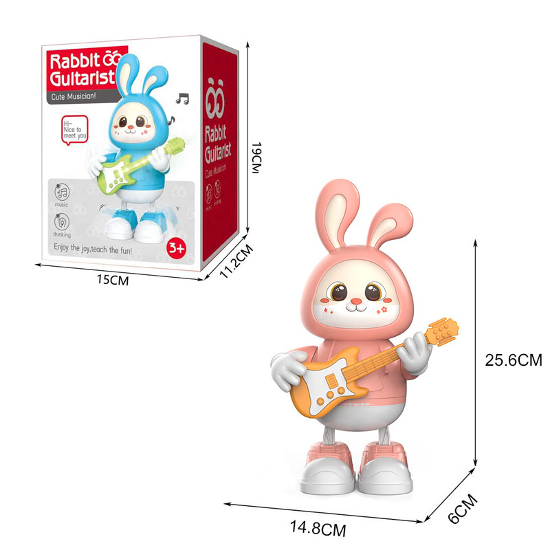 Hot Sell Children's Gifts Electronic Guitarist Rabbit Music Dance Lights Interactives Educational Toys