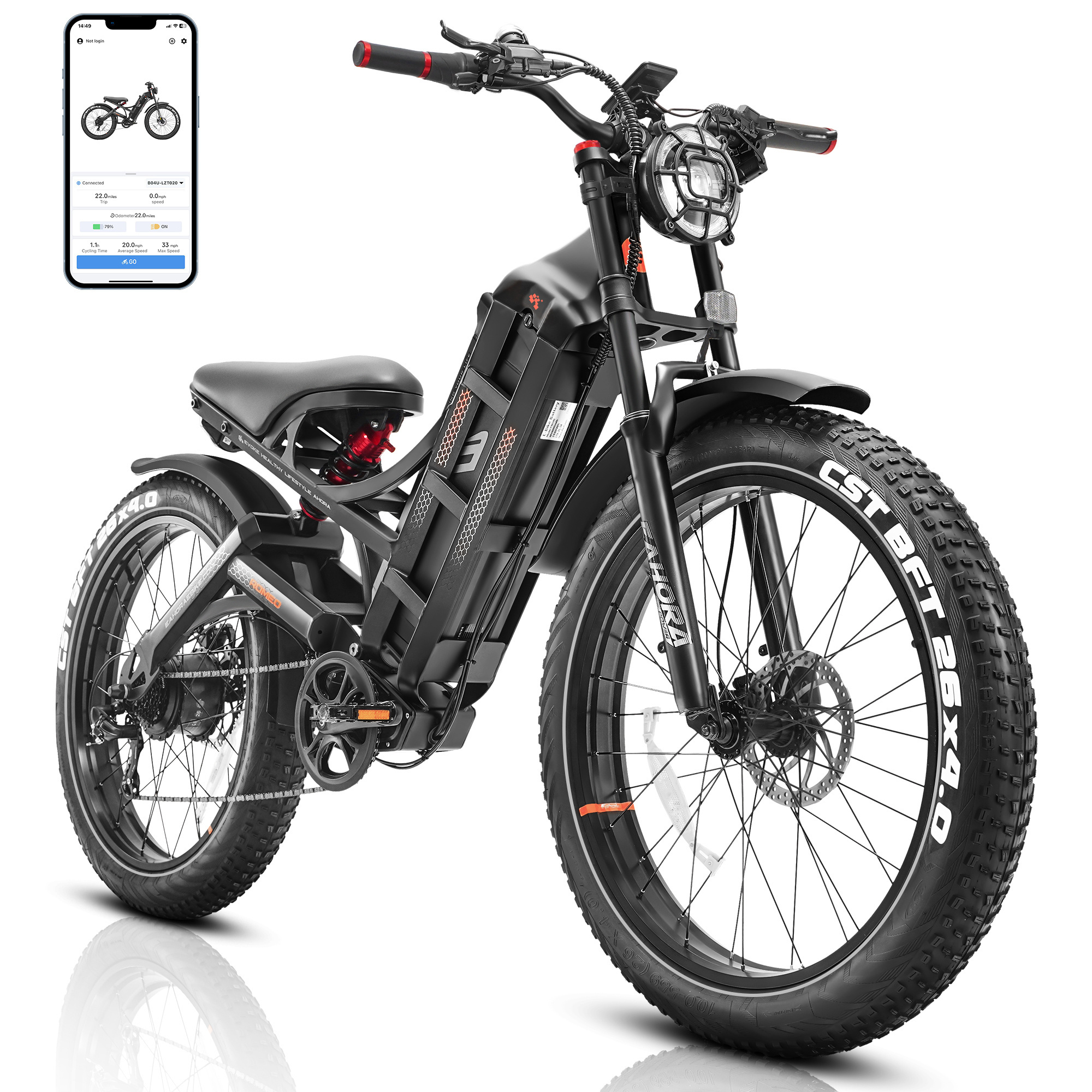 eAhora Romeo Pro Upgraded Electric Bike 60Ah 1200W  1600W 26