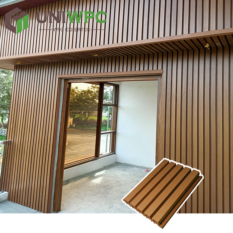 Slatted/Fluted Wall Panel Exterior Siding Co-extrusion External WPC Cladding , 219*26mm Outdoor Wall Cladding