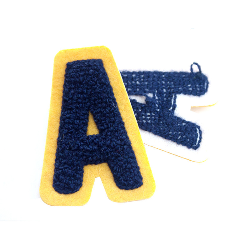 Best quality customer letter C embroidery patch backing glue