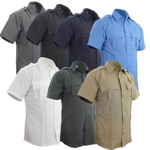 Wholesale high quality 100% Polyester Short Sleeve Uniform Shirt for security guard for staff casual shirt