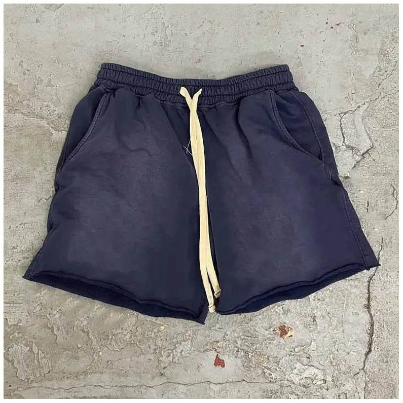 Summer Unisex Shorts Wholesale 100% Cotton French Terry Streetwear Blank Bleach Raw Hem Acid Washed Shorts Men's Faded Shorts