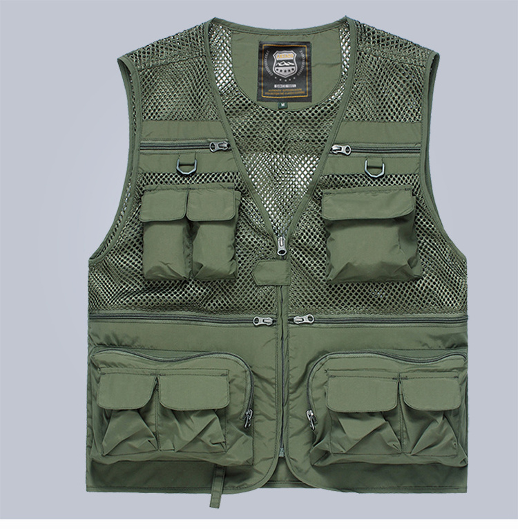 Factory Customized Logo Outdoor 100% Cotton Multi Pockets Fishing Vest