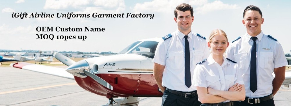 Custom High Quality Navy Blue Airline Uniform Flight Attendant Wear Air Pilot Emirates Airline Uniform