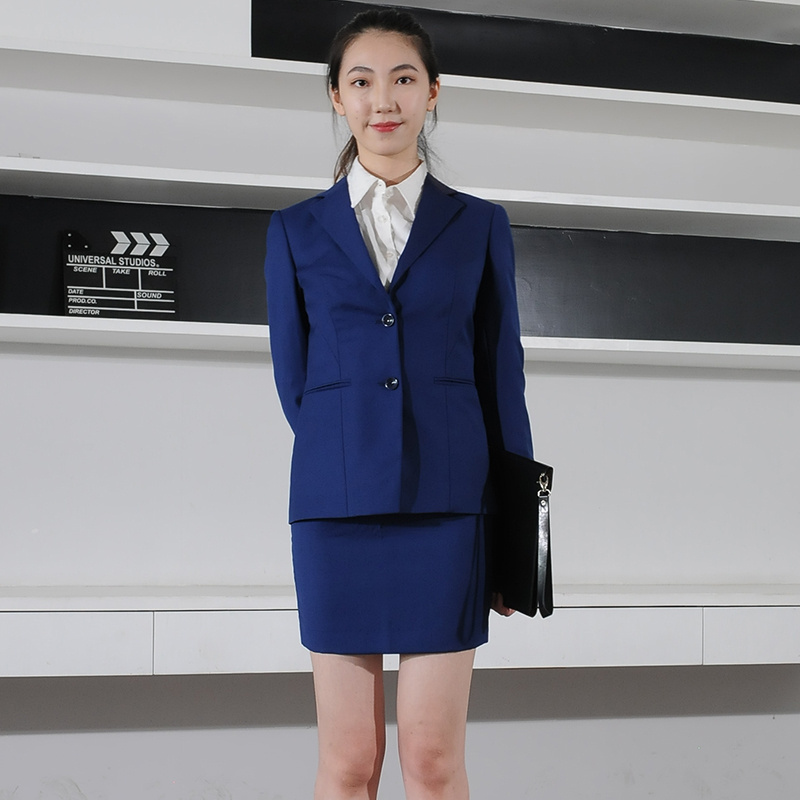 Navy Woman Air Hostess Costume Blazer Dress Fashion Sexy Airline Stewardess Uniforms