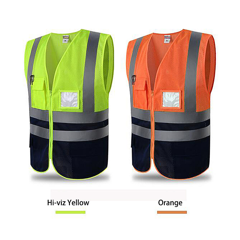 Hi Vis Security Workwear Safety Waistcoat Orange Mesh Vest Reflective Stripes vest With Custom Logo Man Women Safety Vest